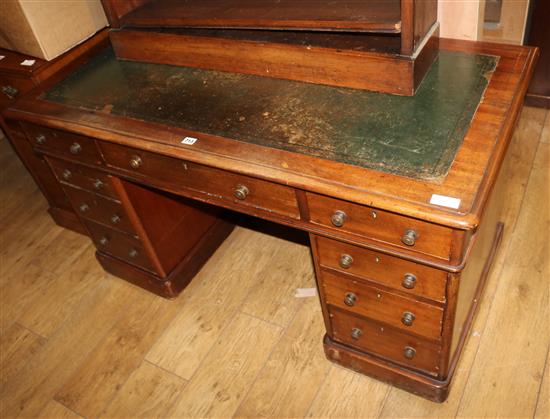 A Victorian mahogany pedestal desk W.137cm